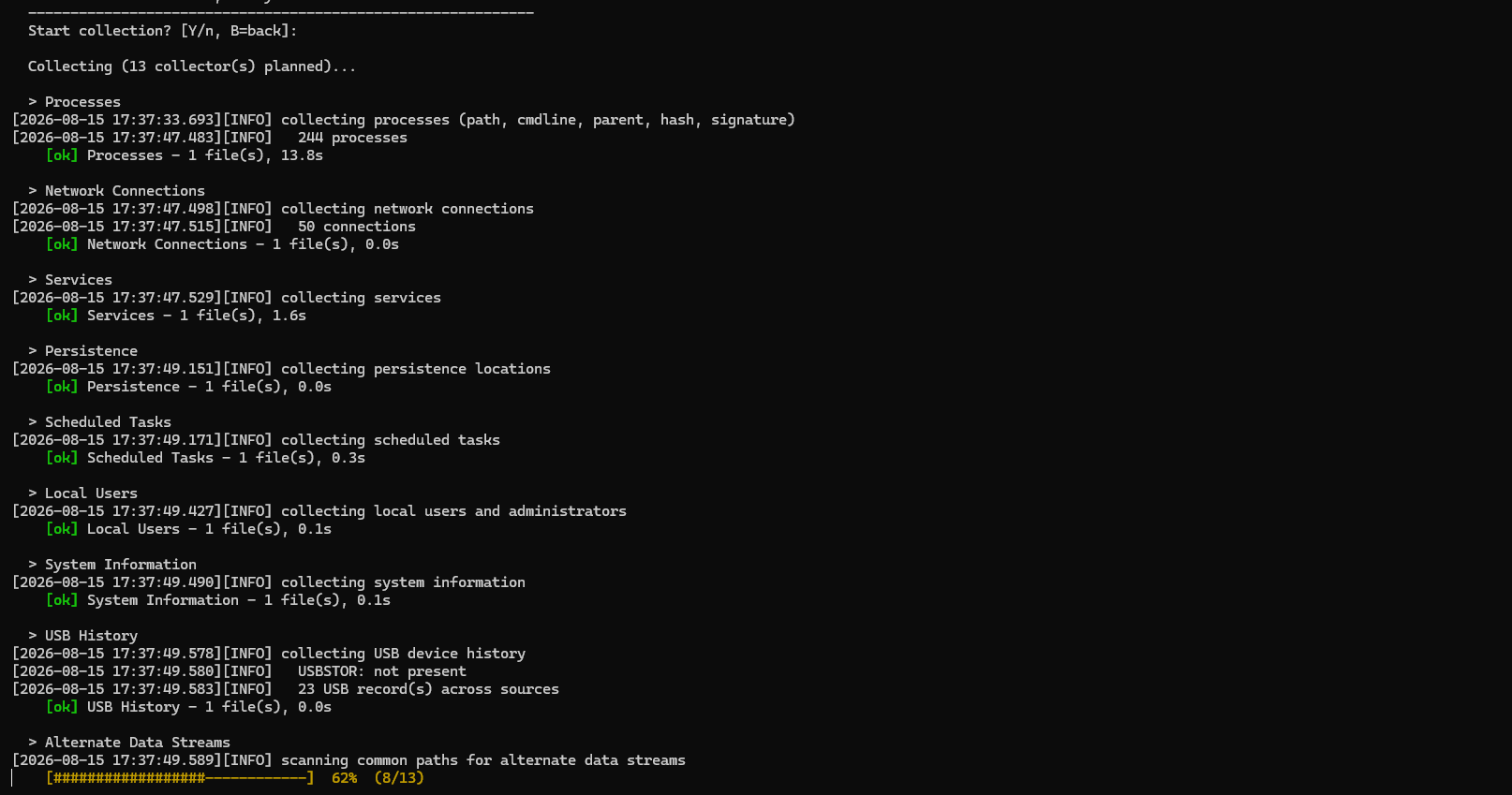 A headless collection run in a console
